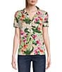 Color:Coconut - Image 1 - Legacy Bloom Talulla Floral Print Notch Collar Short Sleeve Shirt