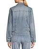 Color:Mid Blue Wash - Image 2 - Leila Point Collar Long Sleeve Denim Jacket