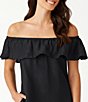 Color:Black - Image 3 - Dyed Linen Off-the-Shoulder Swim Cover Up Dress