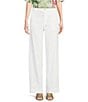 Color:White - Image 1 - Linen Flat Front Pocketed Coordinating Trouser Pant