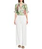 Color:White - Image 3 - Linen Flat Front Pocketed Coordinating Trouser Pant