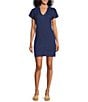 Tommy Bahama Linen Blend Johnny Collar Short Sleeve Side Pocket Shirt Dress, Color:Island Navy - Image 1