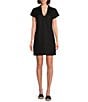 Tommy Bahama Linen Blend Johnny Collar Short Sleeve Side Pocket Shirt Dress, Color:Black - Image 1