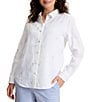 Tommy Bahama Linen Palm Embroidered Point Collar Long Sleeve Button Front Shirt - Image 1