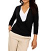 Tommy Bahama Open Front 3/4 Sleeve Cardigan, Color:Black - Image 1