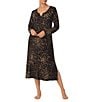 Tommy Bahama Long Sleeve Round Neck Knit Leopard Print Long Lounger, Color:Black Animal Print - Image 1