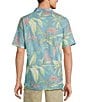 Color:Blue - Image 2 - Lush Hour Tropical Print Raglan Sleeve Polo Shirt