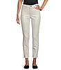 Color:White - Image 1 - Metallic Stretch Denim 5-Pocket Cropped Ankle Length Skinny Jeans