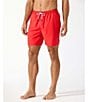 Color:Boomerang Red - Image 1 - Naples Bay 6#double; Inseam Swim Trunks