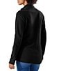 Color:Black - Image 2 - New Aruba French Ribbed Knit Quarter Zip Long Sleeve Sweatshirt