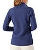 Color:Island Navy - Image 2 - New Aruba French Ribbed Knit Quarter Zip Long Sleeve Sweatshirt
