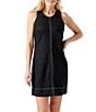 Color:Black - Image 1 - Palm-A-Dora Chambray Twill Sleeveless Shift Dress