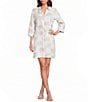 Tommy Bahama Palm Banks Linen Collard V-Neck 3/4 Sleeve Shift Dress - Image 1