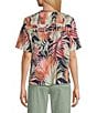 Tommy Bahama Palm Canyon Short Sleeve Button Front Top, Color:Coastline - Image 2