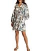 Tommy Bahama Palm Oasis Woven Print Split V-Round Neck Long Sleeve Blouson Dress - Image 3