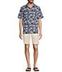 Color:Bering Blue - Image 3 - Palm Party Short Sleeve Woven Shirt