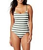 Color:Lt Swimming Pool - Image 3 - Paradise Fronds Reversible Square Neck Maillot One Piece Swimsuit