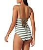 Color:Lt Swimming Pool - Image 4 - Paradise Fronds Reversible Square Neck Maillot One Piece Swimsuit