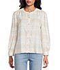 Tommy Bahama Pearl Beach Flannel Twill Collarless Long Sleeve Button Front Blouse, Color:Coconut - Image 1