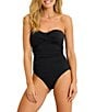 Tommy Bahama Pearl Solid Tummy Control Molded Cup Bandeau One Piece Swimsuit - Image 1