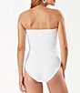 Color:White - Image 2 - Pearl Solids Ruched Bandeau Tummy Control One Piece Swimsuit
