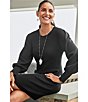 Color:Black - Image 3 - Pickford Crew Neck Long Balloon Sleeve Sweater Dress