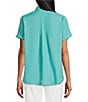 Tommy Bahama Point Collar Short Sleeve Button Front Top, Color:Azul Mar - Image 2