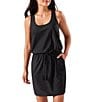 Color:Black - Image 1 - Portofino Luxe Scoop Neck Sleeveless Drawstring Waist Dress Swim Cover Up