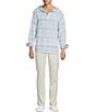 Tommy Bahama Sand Linen Los Bellos Stripe Baja Hoodie, Color:Bright Peach - Image 3