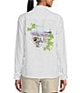 Color:White - Image 2 - Scenic Minnie Mouse Printed Point Collar Long Sleeve Linen Button Front Shirt