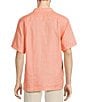 Color:Bright Peach - Image 2 - Sea Glass Linen Short Sleeve Woven Camp Shirt
