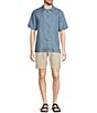 Color:Blue Ash - Image 3 - Sea Glass Linen Short Sleeve Woven Camp Shirt