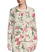 Color:Coconut - Image 1 - Sea Mist Beachway Blooms Floral Funnel Neck Drawstring Long Sleeve Pullover Sweater
