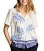 Tommy Bahama Silk Palm Paradise Camp Collar Short Sleeve Button Front Shirt - Image 1