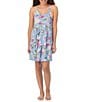 Color:Blue/Pink - Image 1 - Sleeveless Round Neck Floral Knit Chemise