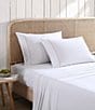 Color:Orange/White - Image 1 - Solid Embroidered Cotton Percale Sheet Set