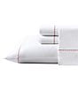 Color:Orange/White - Image 3 - Solid Embroidered Cotton Percale Sheet Set