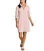 Tommy Bahama Solid Modal Blend Knit Collared Neck Long Sleeve Shift Dress - Image 3