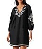 Color:Black - Image 1 - St. Lucia Embroidered Tunic Dress