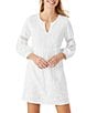 Tommy Bahama St. Lucia Full Sleeve Split Neck Swim Cover-Up Dress, Color:White - Image 1