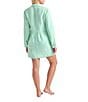 Tommy Bahama St. Lucia Point Collar Short Roll-Tab Sleeve Fray Hem Button Front Boyfriend Swim Cover Up, Color:Aqua Jade - Image 2