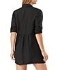 Tommy Bahama St. Lucia Point Collar Short Roll-Tab Sleeve Fray Hem Button Front Boyfriend Swim Cover Up, Color:Black - Image 2