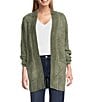 Tommy Bahama St. Luna Chenille Shell Pattern Long Sleeve Patch Pocket Cardigan, Color:Seagrass - Image 1