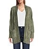 Tommy Bahama St. Luna Chenille Shell Pattern Long Sleeve Patch Pocket Cardigan, Color:Seagrass - Image 2