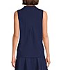 Color:Island Navy - Image 2 - Stretch Johnny Collar Sleeveless Blouse
