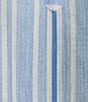 Color:Blue Vault - Image 4 - Striped Print Split Neck Short Sleeve High-Low Hemline Blouse