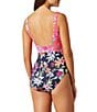 Color:Coral Coast - Image 2 - Summer Floral Surplice V-Neck Wrap Front One Piece Swimsuit