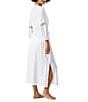 Color:White - Image 2 - Sunlace Tie Waist 3/4 Sleeve Swim Cover-Up Duster
