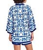 Tommy Bahama Terrazzo Tile Button Front Tunic Shirt Swim Cover-Up, Color:Palace Blue - Image 2