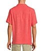 Color:Pure Coral - Image 2 - Solid Tropic Isle Short Sleeve Camp Collar Woven Shirt